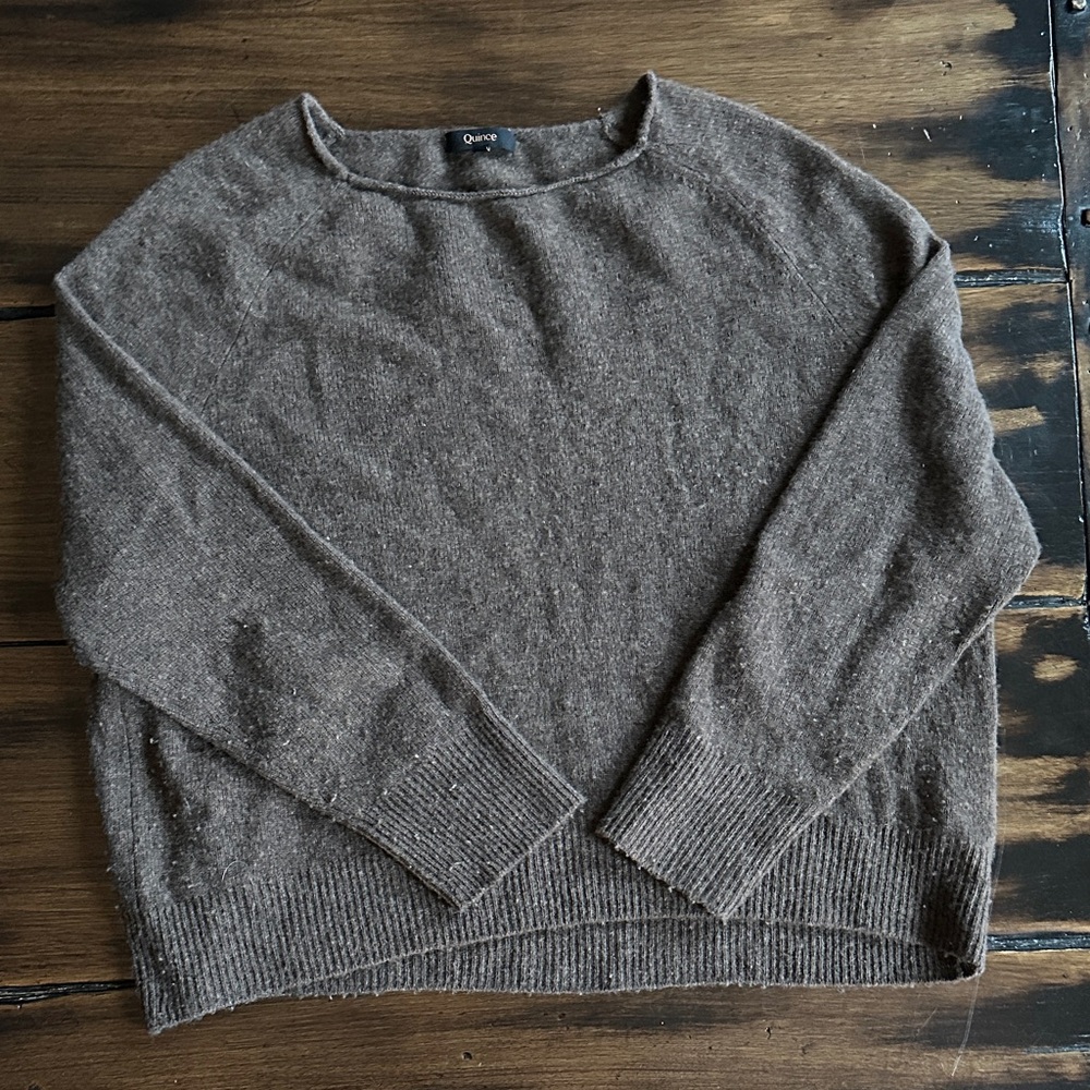 Quince Cozy Brown Crew Neck Sweater